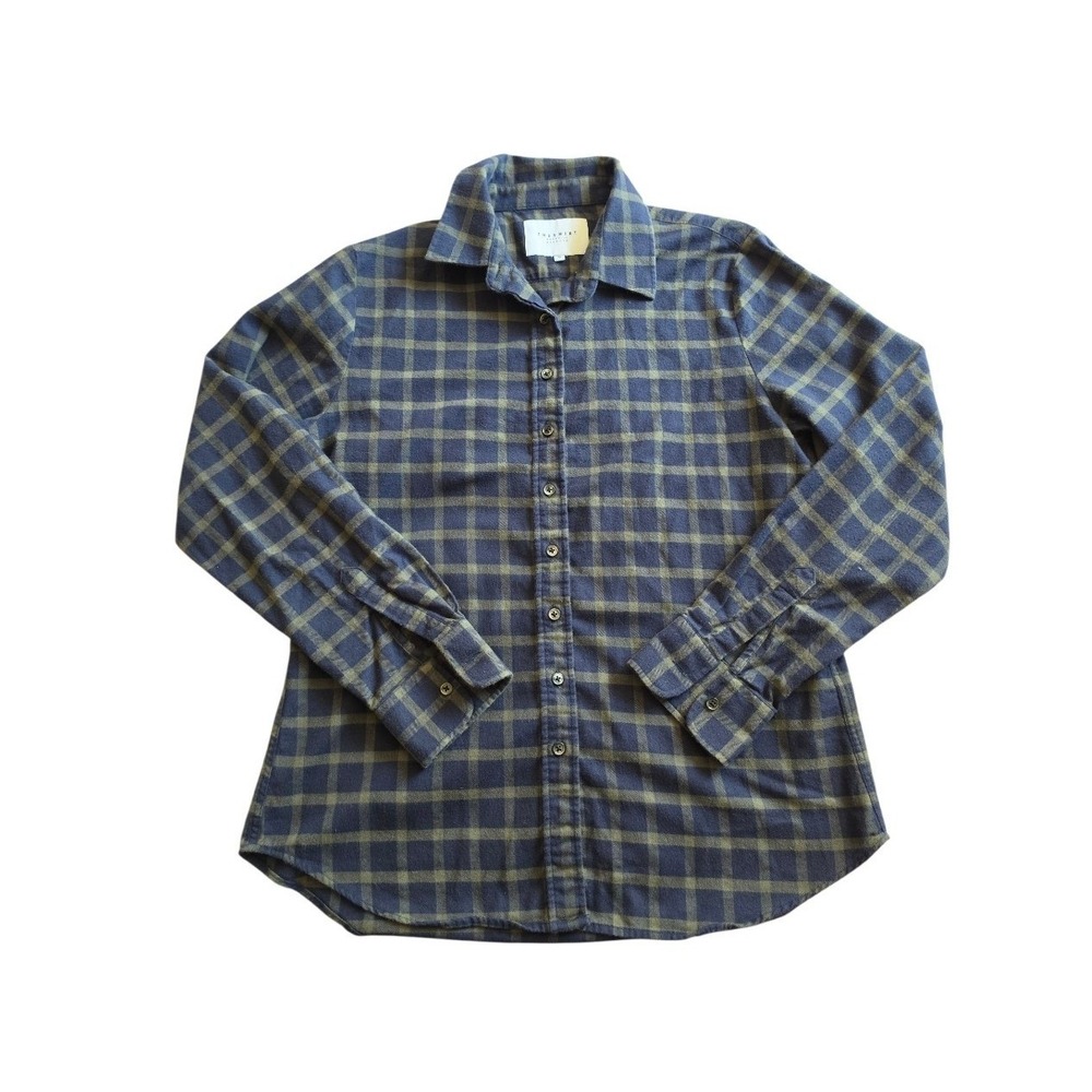 The Shirt Rochelle Behrens Plaid Check Blue Western Cotton Button Shirt sz M